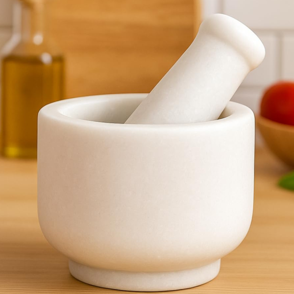 Premium White Marble Mortar and Pestle Set